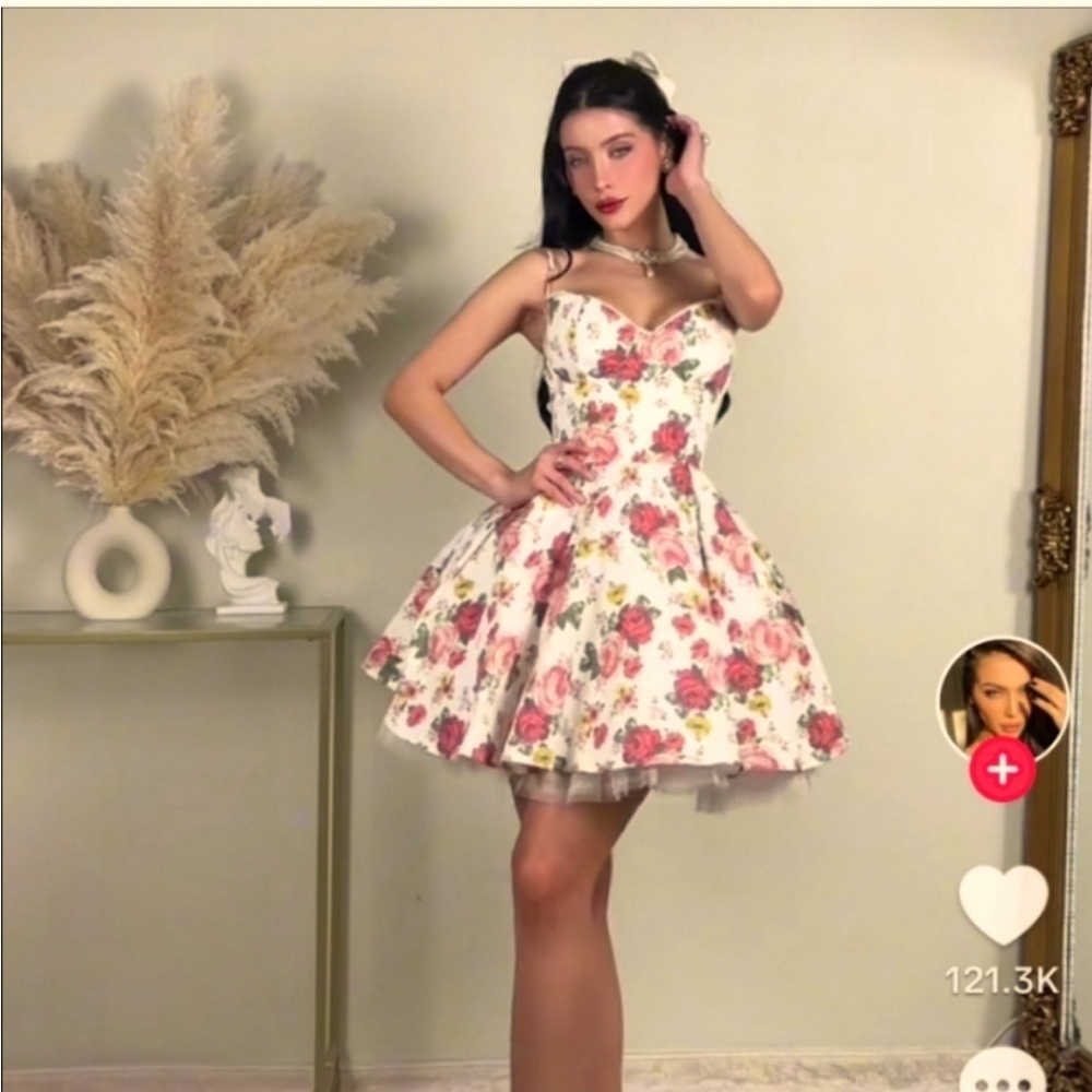 HOUSE OF CB Minimoiselle italian Rose Print Tulle Mini dress Fuller and Tall